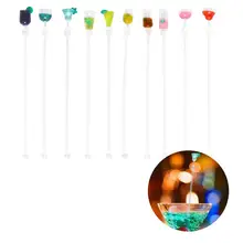 20 шт 23 см милый Миксер Для коктейльных напитков, палочки для перемешивания с цветными миниатюрными аксессуарами(случайный цвет