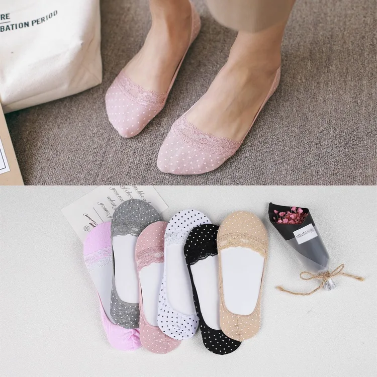 

New Women Ladies Cotton Lace Antiskid Invisible Liner No Show Peds Low Cut Sock Summer Socks