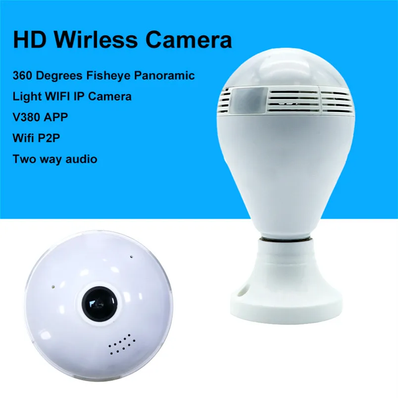 

New Wifi Camera VR 360 Degrees Wifi Wireless 3D Fisheye Panoramic Light Camera Network Light Bulb Home Security IP Camera