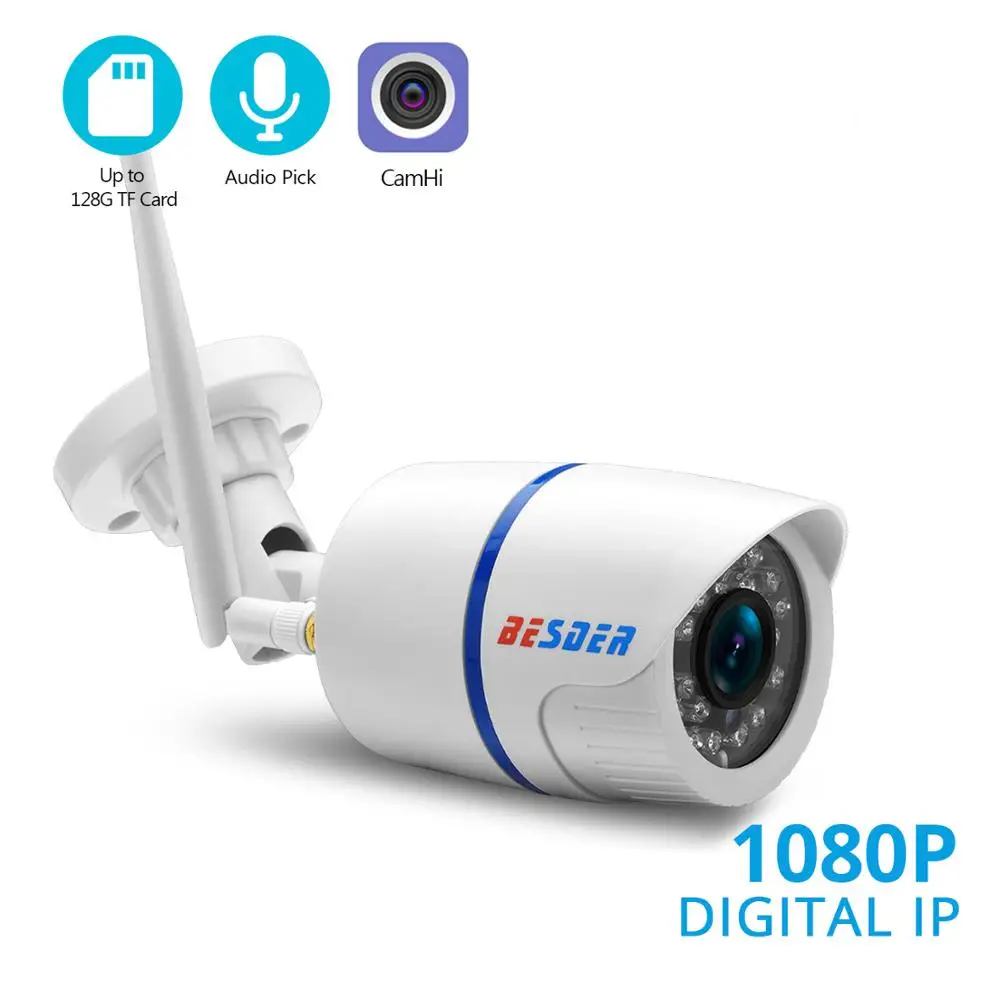 Besder Full HD 1080 P/720 P Беспроводная ip-камера для записи звука, уличная водонепроницаемая Wi-Fi камера видеонаблюдения, SD карта, Макс. 128G App CamHi