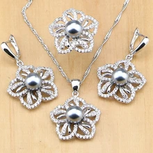 Милые 925 серебряные ювелирные изделия, Пресноводный Жемчуг с бусинами, набор украшений для женщин, подвеска, серьги, кольца, ожерелье, набор