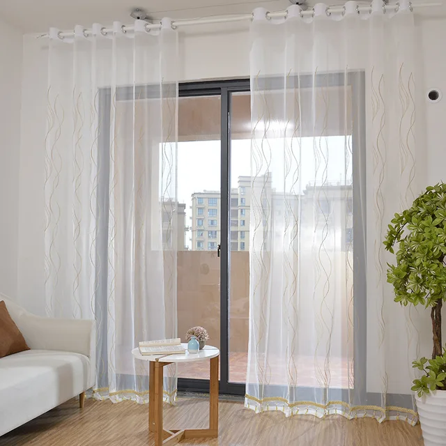 Cortinas para Living comedor dormitorio oro de onda breve bordado ... Cortinas para Living comedor dormitorio oro de onda breve bordado ...