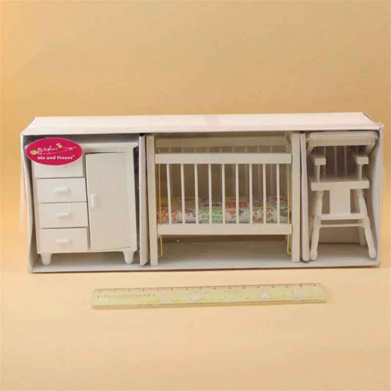 1:12 dollhouse furniture toy for dolls white wooden miniature baby room Crib chair cute pretend play kids toys girls gifts 1:12 dollhouse furniture toy for dolls white wooden miniature baby room Crib chair cute pretend play kids toys girls gifts