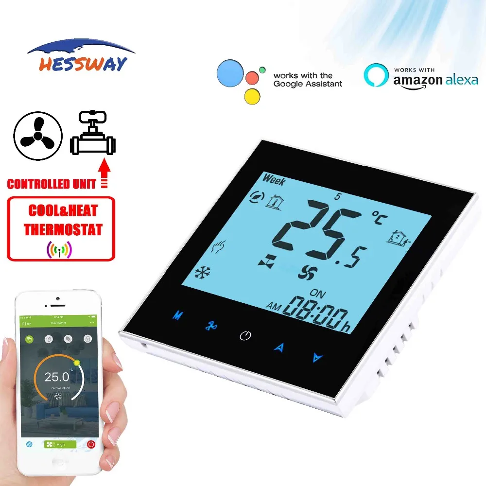 HESSWAY TUYA 2 трубы 4 температура отопления охлаждения термостат WIFI цифровой AC95 ~ 250V