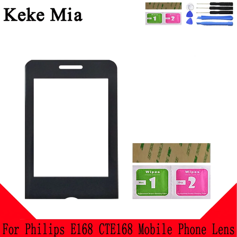 Keke Миа объектив мобильного телефона для Philips Xenium E168 E 168 Передняя панель объектив не стекло сенсорный экран с бесплатным клеем+ салфетки - Цвет: Black No Tools