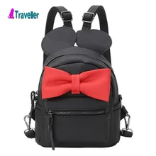 En cuir livre sacs pour collège 2016 mode cool bookbag Pour Adolescents Mickey oreilles arc doux Collège Vent mini sac à dos Sac À Dos