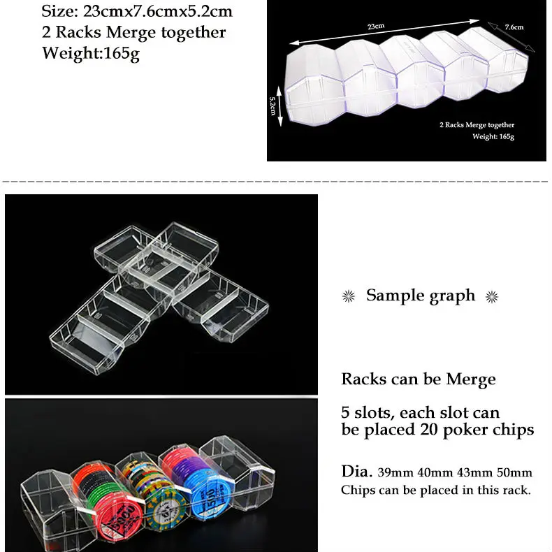 5 шт./упак. Покерная фишка стойки поднос коробка для пчелиных сот Акрил translecent для 100 фишки для покера меньше, чем Допустимое отклонение диаметра. 5 см