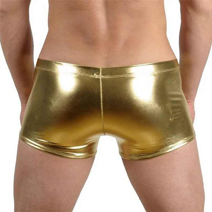 Mens Sexy Imitation Leather Boxer Underwear BeachWear Trunk Underpants Hot Sale Casual Herenondergoed Swimsuit #2J19 (7)