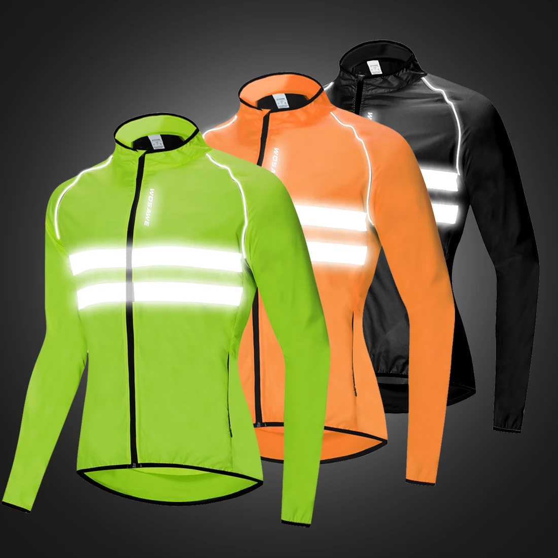 WOSAWE, высокая видимость, куртки для велоспорта, мужские, дышащие, ветрозащитные, светоотражающие, от дождя, водонепроницаемые, для спорта, велосипеда, велосипедная ветровка