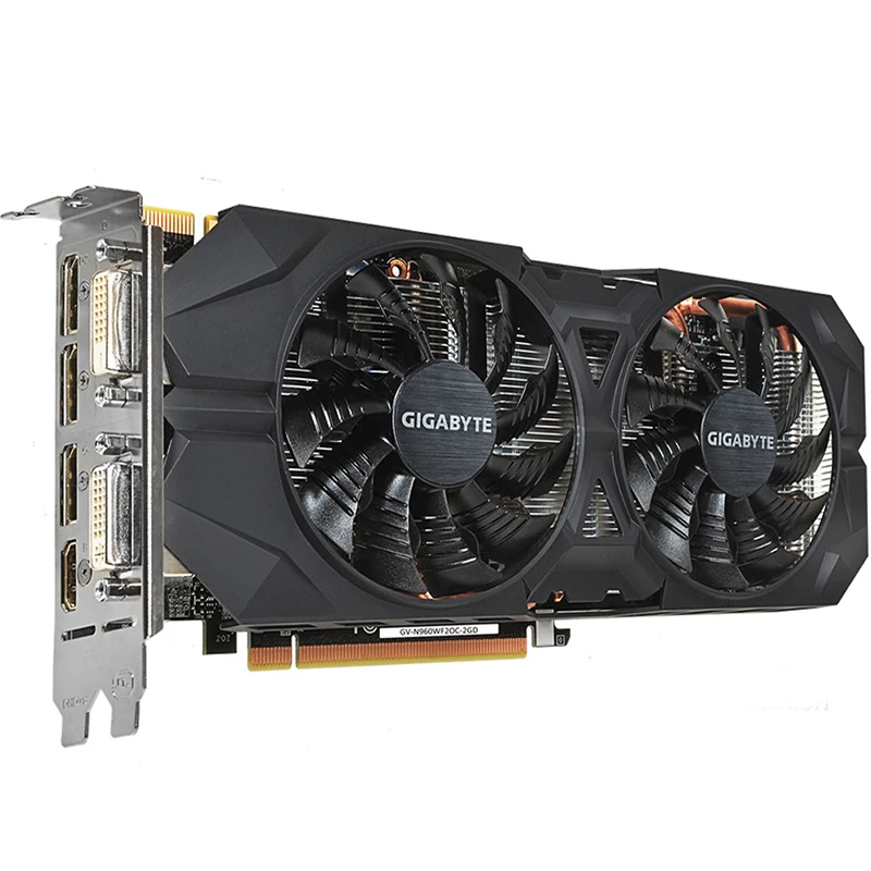 Видеокарта GIGABYTE GTX 960 с видеокартой NVIDIA GeForce GPU 2GB 128Bit GDDR5 для ПК Hdmi Dvi игр VGA б/у