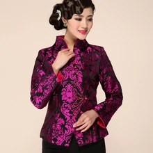 Традиционное китайское фиолетовое тонкое женское атласное Пальто однобортное Формальное пальто с v-образным вырезом Верхняя одежда Размер M-4XL L10091
