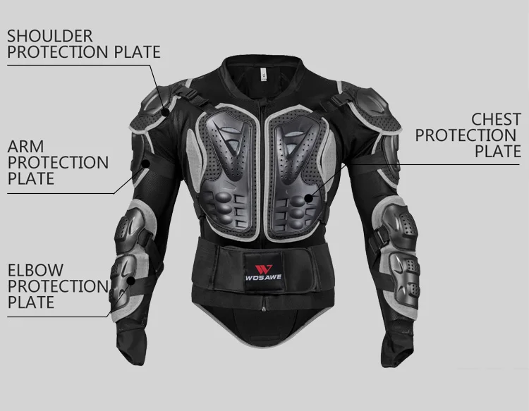 WOSAWE-Motocicleta Full Body Armor Jacket, Moto Riding