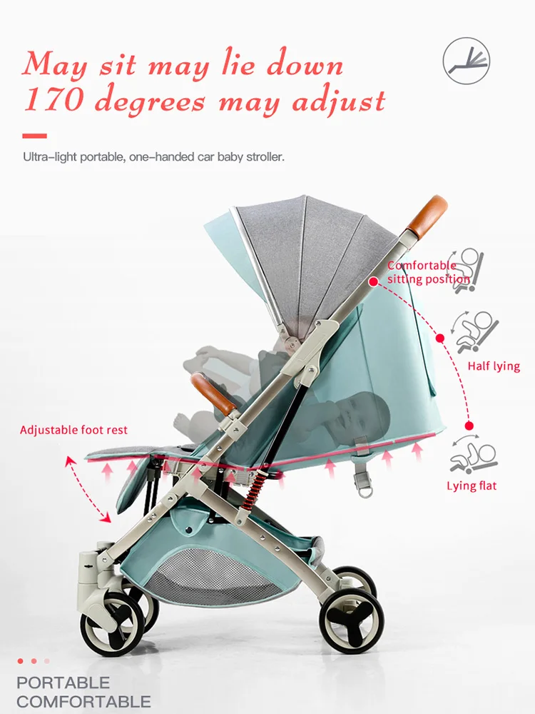 Детская коляска с откидывающимся зонтиком, амортизационный ультра-светильник, переносная Складная коляска на одной кнопке