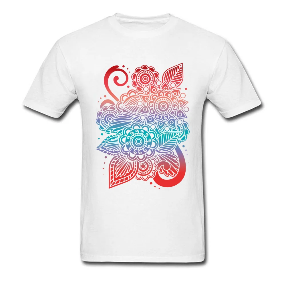 Normal Colorful Flower Ornaments Short Sleeve ostern Day Tops Shirt Newest Round Neck 100% Cotton Fabric Tee-Shirt Mens T Shirt Colorful Flower Ornaments white