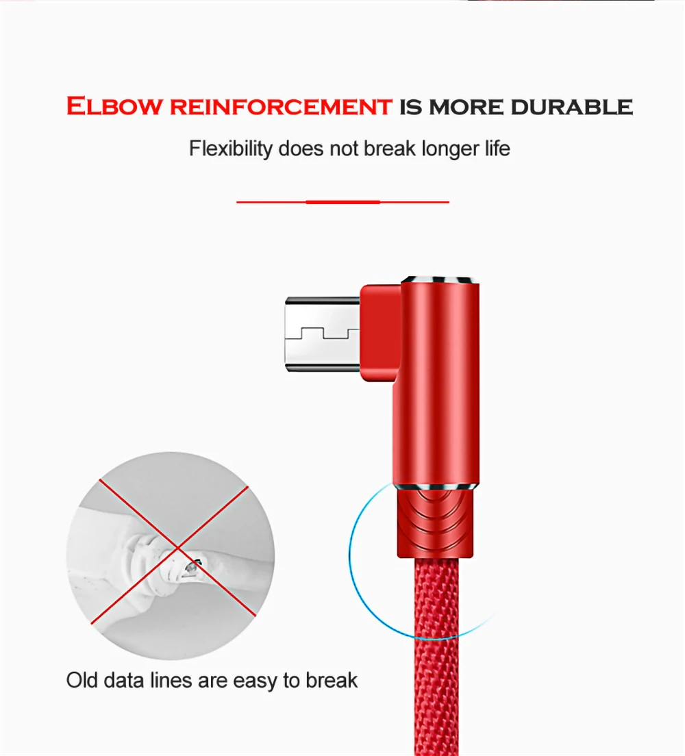 Micro USB кабель 90 градусов 2 м 3 м зарядный кабель для samsung s7 xiaomi redmi LG нейлоновый плетеный кабель для быстрой зарядки и передачи данных для Android