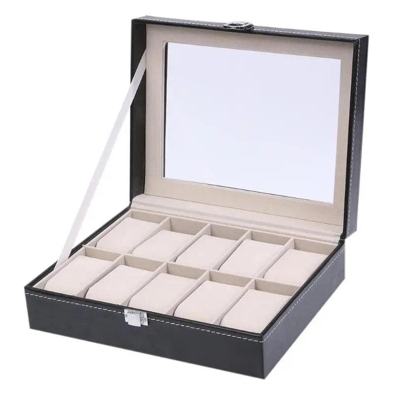 10 Grids PU Leather Watch Box Case Men Watches Holder Organizer Watches Jewelry Boxes cajas relojes horloge standaard