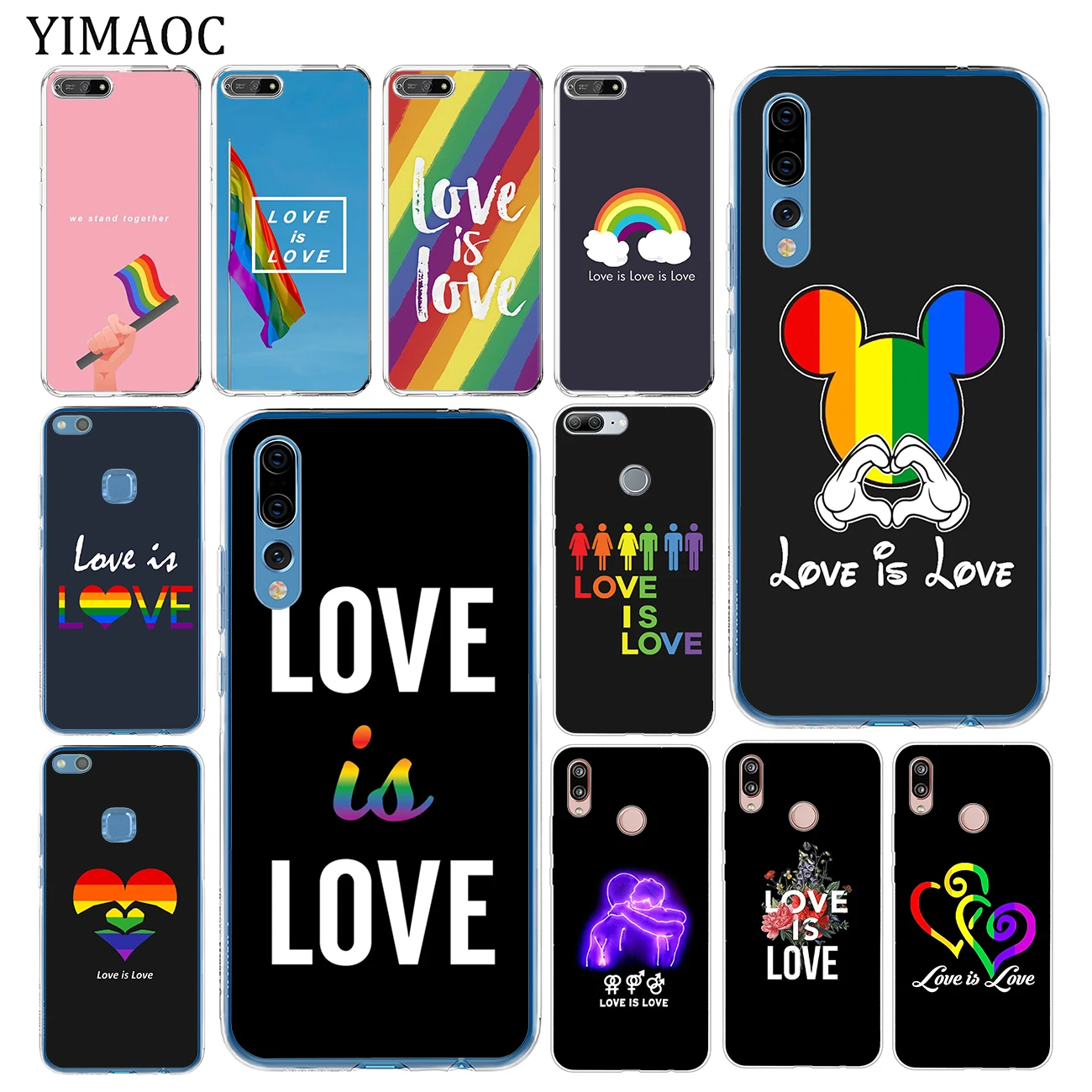 Мягкий силиконовый чехол YIMAOC Love Is LGBT Rainbow Heart для Huawei P30 P20 Pro P10 P9 P8 Lite 2016 2017 P smart Z 2019 |
