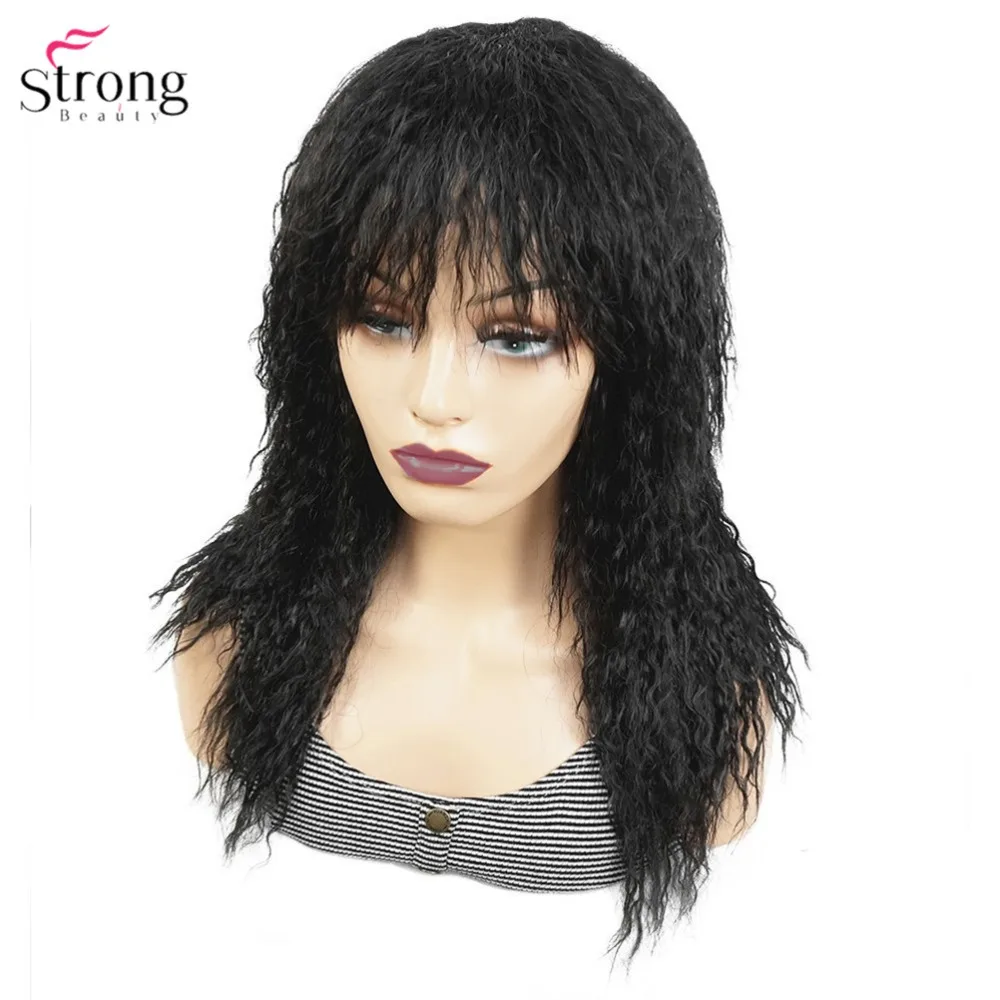 Парики из искусственных волос без шапочки-основы длинные вьющиеся волосы черный/темно-рыжий парик из натуральных волос для женщин StrongBeauty