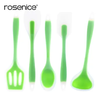 

5pcs/set Non Stick Food Grade Silicone Kitchen Utensils Set Cooking Tools Accessories including Spoon Turner Spatula Soup Ladle