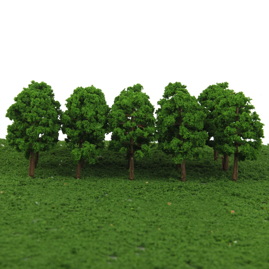 20Pcs 1:150 Scale Plastic Model Trees Train Railroad Railway Street Scene Architecture Layout Scenery Dark Green 8cm