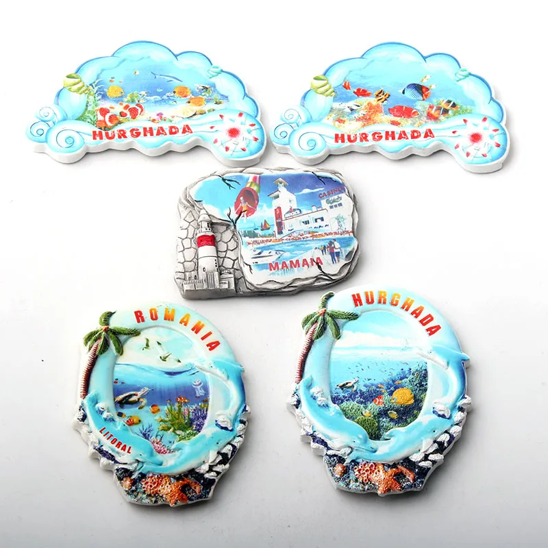 

Romania Hurghada Mamaia Seasidel resin magnetic stickers Fridge Magnets Home Decor Refrigerator Sticker retail 5PCS