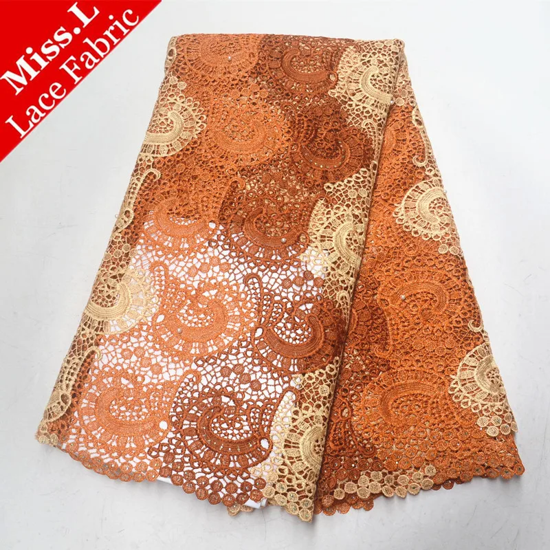 

2019 Nigerian Guipure Lace Fabric With Super Quality Cord Lace Fabric Embroidered African Water Soluble Lace 5 Yards For Party