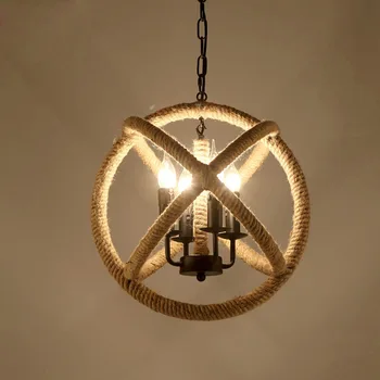 

3 Light Rope Pendant Lights Lamps Verlichting Suspension Luminaire Hang lamp Rope Vintage Lustre Iluminacion