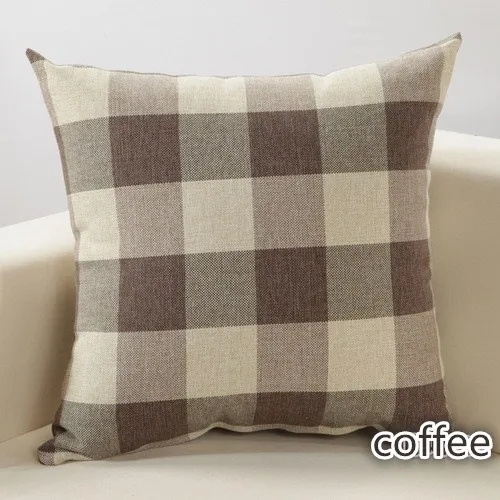 coffee Высокое качество 45x45 см современный минималистский решетки диванная подушка хлопковое постельное бельё 4 цвета автомобиля Мягкая Подушка Наволочка скандинавские декоративные - Color: coffee