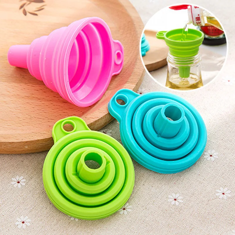 High Quality 1pc Portable Silicone Foldable Funnel Silicone Collapsible