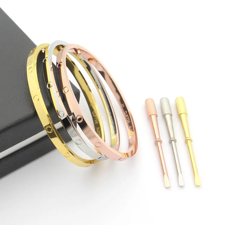 

Newest 316L Titanium steel narrow bracelet and bangle for women screwdriver cuff bracelet never fade with box