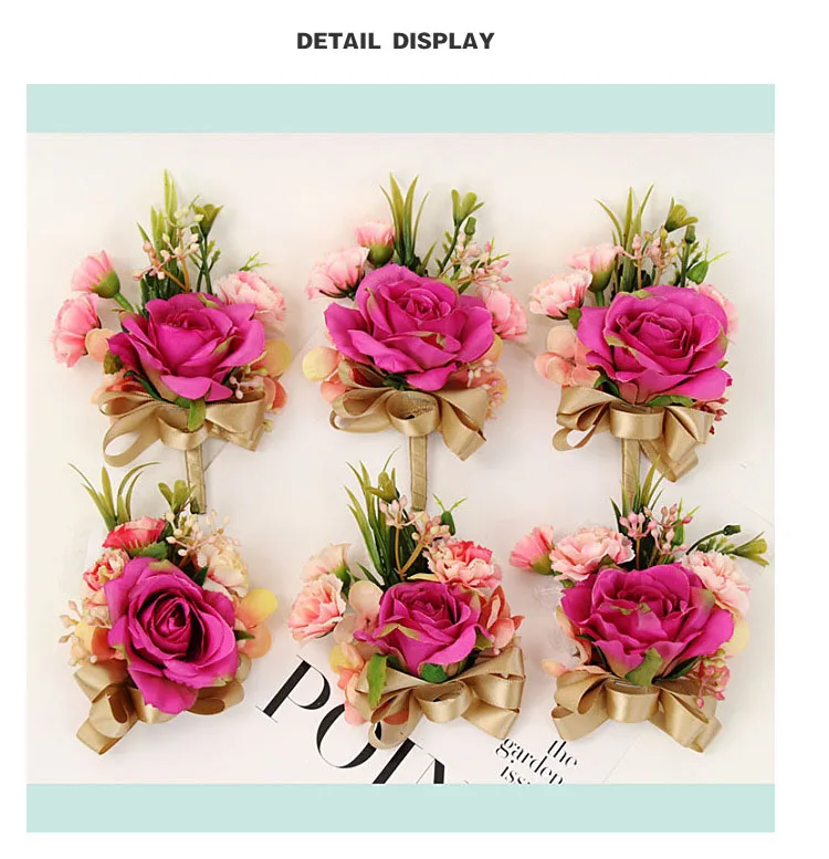 bridesmaid bracelet wedding corsage flowers roses artificial  (8)