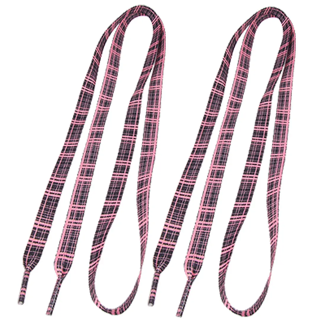 

UXCELL 45" Long  Plaids Pattern Black Flat Shoelace String Pair