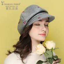 Charles Perra, Брендовые женские шапки, осенняя новинка, Корейская версия, берет, модные женские кепки, элегантная восьмиугольная шляпа 1269
