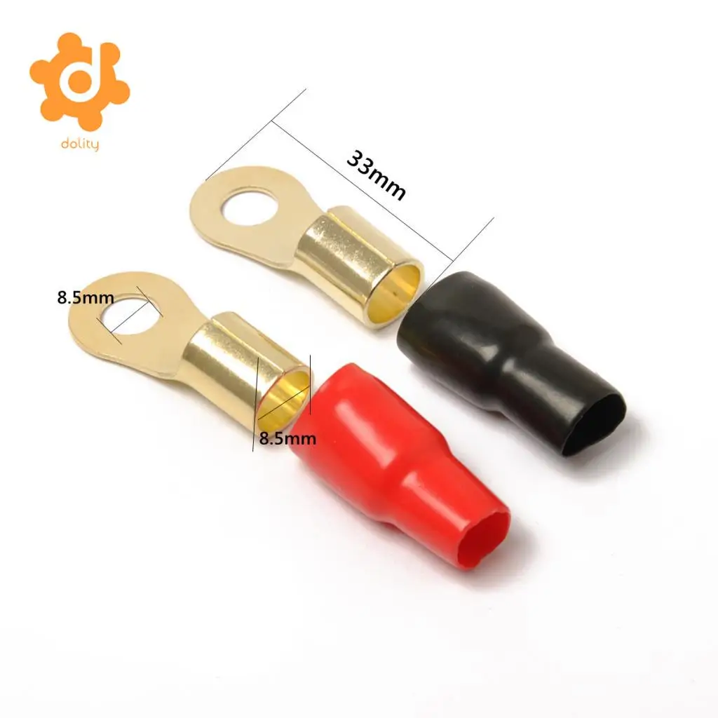 dolity 2 Pairs 4 AWG Car Audio Power Ground Wire Ring Terminal Connector Brass