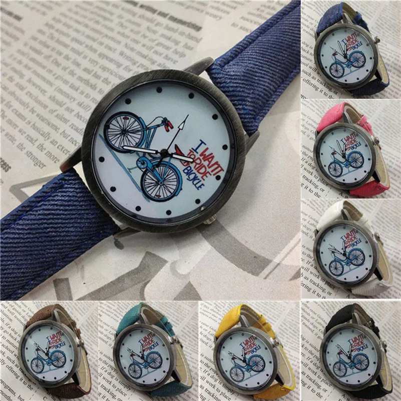 New Listing Men Watch Fashion Male Vintage Watch Denim Bicycles Male And Female Students Couple Table Relogio masculino M09 (5)