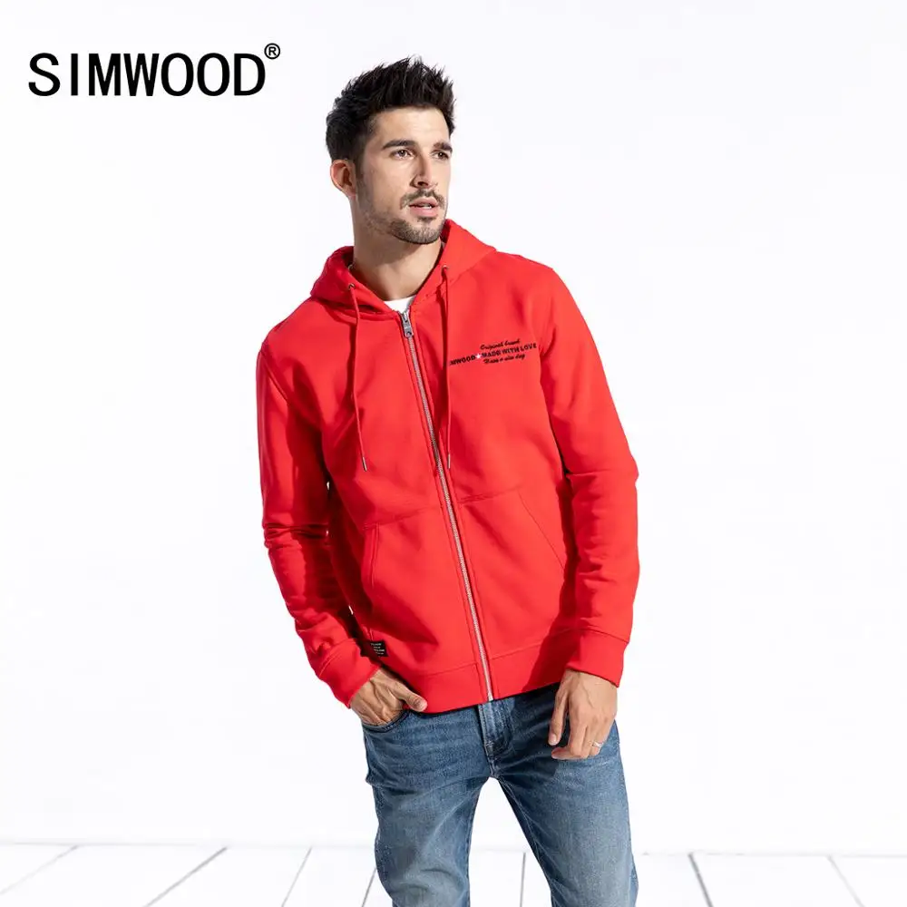 SIMWOOD 2019 الخريف هوديي الرجال الأزياء زمم هوديس الذكور عالية الجودة إلكتروني طباعة عارضة سترة 180510