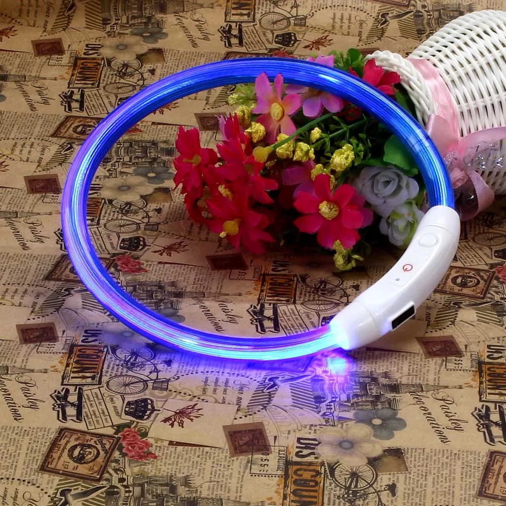 

Waterproof LED colorful Pet Dog Collar 2018 Rechargeable USB Waterproof LED Flashing Light Band Safety Pet Dog Collar drop ship