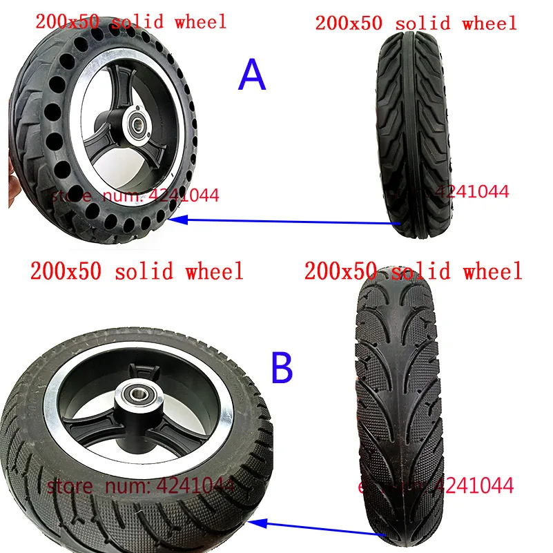 Подвижные колеса для скутеров, инвалидных колясок, 200x50 шины(8x2), твердые шины и ступицы из сплава, подходят для газовых скутеров, электроскутеров, транспортных средств