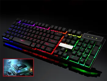 

2019 newlorful Crack LED Illuminated Backlit USB Wired PC Rainbow Gaming Keyboard #56