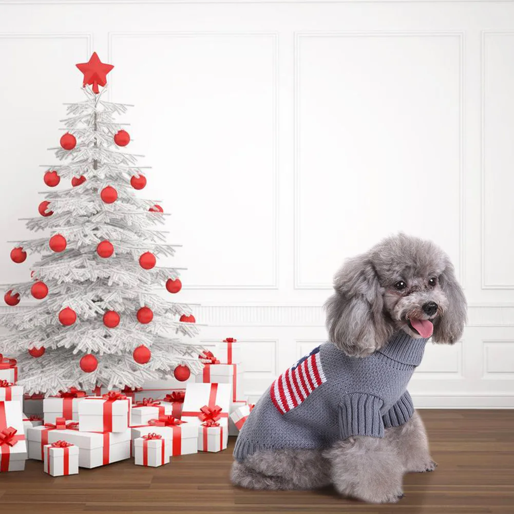 Американский флаг шаблон свитер для собаки Мода Собака зима теплая верхняя одежда для питомца комбинезоны плюшевая одежда брюки одежда