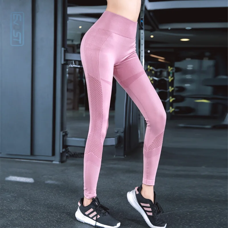 Бесшовные Леггинсы для йоги с контролем живота для женщин, фитнес, подтяжка ягодиц, спортивные штаны для бега, Спортивные Леггинсы, одежда для тренировок - Цвет: Pink