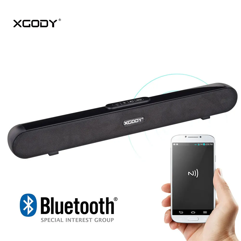 Xgody Bluetooth динамик Саундбар 10 Вт для дома ТЕАТР Systerm ТВ музыка кино компьютер смартфон Aux аудио звук бар портативный