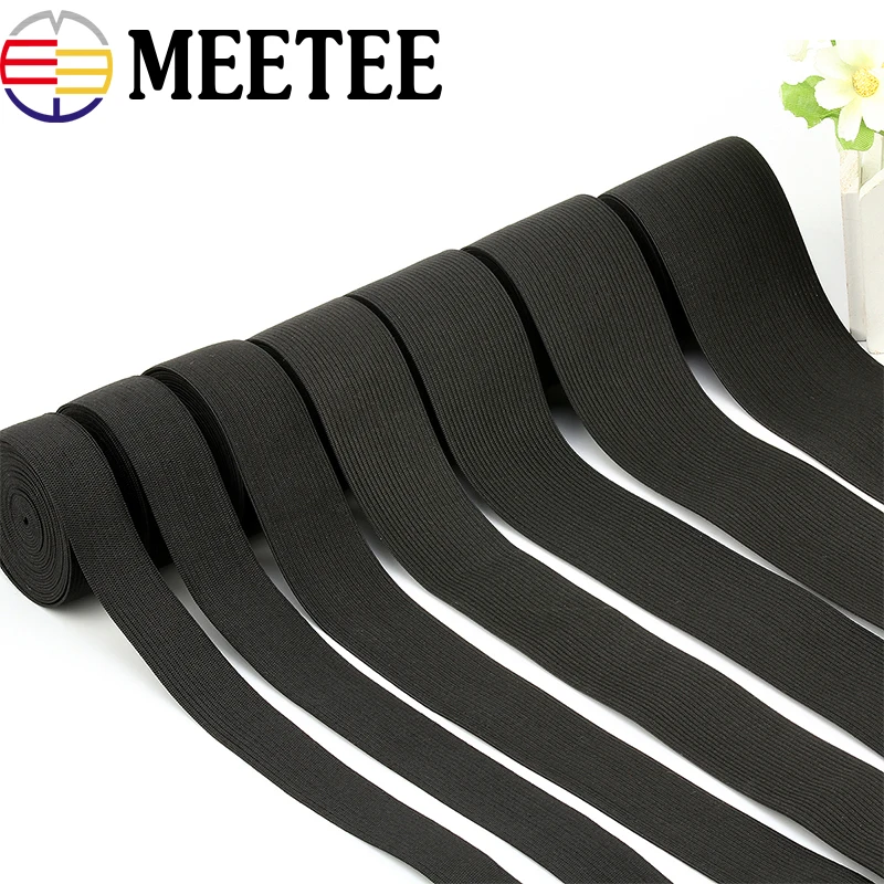 

10Yards Black White Nylon Elastic Band Trousers Skirt Stretching Elastic Webbings Bags Sewing Rubberband Garment DIY Accessories