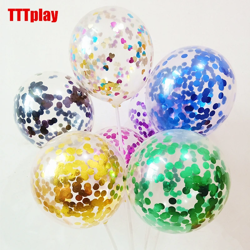 

5pcs Gold Silver Confetti Balloons Happy Birthday Party Inflatable Helium Latex Balloon for Wedding Birthday Party Decorations