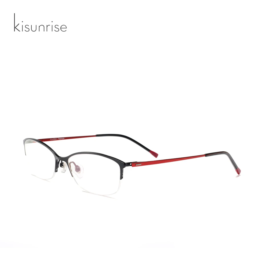 Kisunrise Titanium Alloy Optical Glasses Frame Women Ultralight Round Myopia Prescription Eyeglasses Eyewear KS050 - Цвет оправы: NO.1