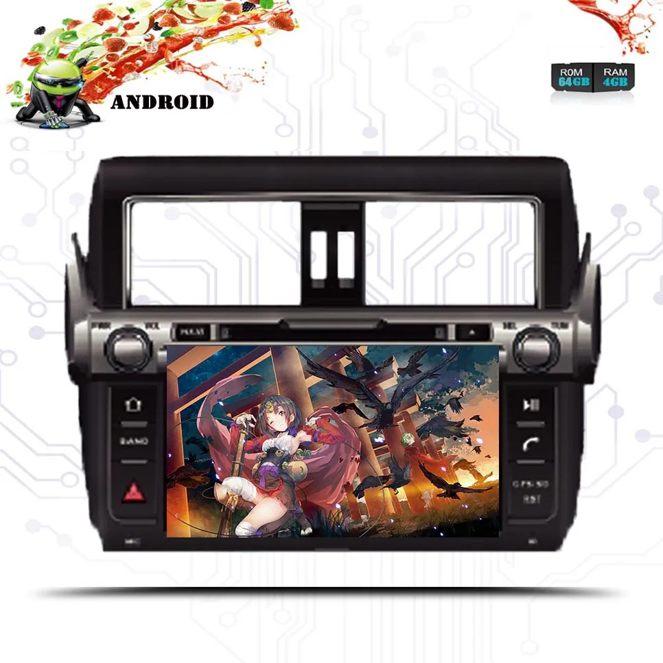 Sale 4G 64G Android9.0 For Toyota PRADO 150 2014 2016 2017 Octa Core 9" 1024*600 Bluetooth Car DVD Radio GPS Navigation Tape Recorder 5