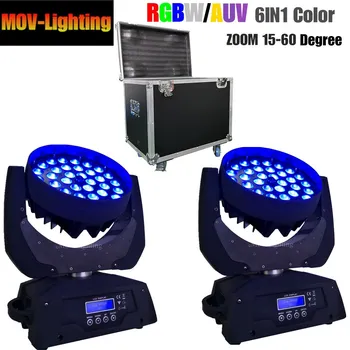 

flight case package 2pcs/lot 36pcs 18W RGBW 36*18w Mini LED Moving Head Beam Stage Light For DJ