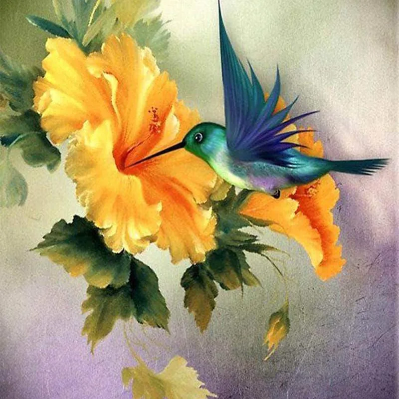 

100% Full Diamond Painting "Humming Bird & Flower" Patterns Square/Round Diamond embroidery Cross stitch Diamond Wall Painting