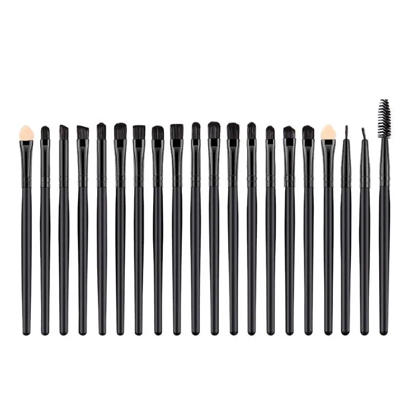 20pcs/Set Pro Makeup Brushes Wooden Handle Eyebrow Liner Eyelash Concealer Cosmetics Beauty Pens Kits Tools Concealer brush Set - Handle Color: Черный