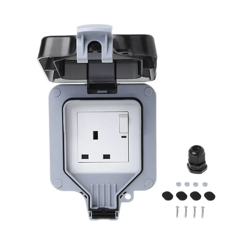 

ANENG 1 SET Outdoor Wall Switch Socket IP66 Weather&Dust Proof Power Outlet UK Standard Electrical Equipment Sockets
